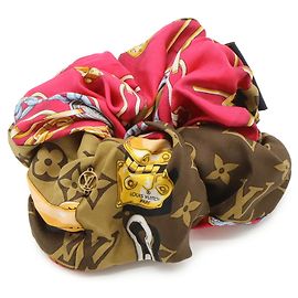 Scrunchie in seta Louis Vuitton Marrone Multicolore Fuschia