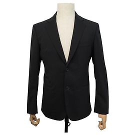 Hermès NEW HERMES SUIT 2 BUTTON JACKET PANTS H734530 M 48 BLACK WOOL SUIT Black