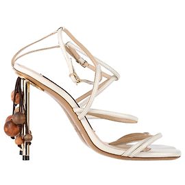 Jacquemus Beaded Strappy Sandal Heels in White Leather White