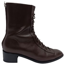 Stivali con lacci e zip Aeyde in pelle marrone Marrone Rosso