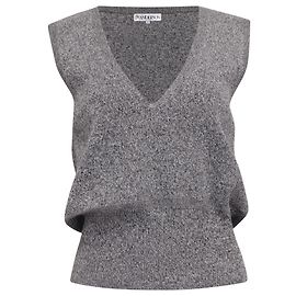 Camiseta sem mangas em algodão cinza com detalhe em renda V-Neck da Jw Anderson Cinza