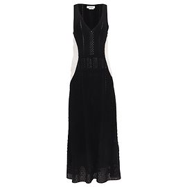 Vestido maxi sem mangas em macramé bicolor de Jason Wu em algodão preto e branco Preto