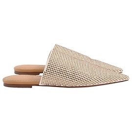 Mule a punta in suede bianco decorate con strass Loewe Bianco