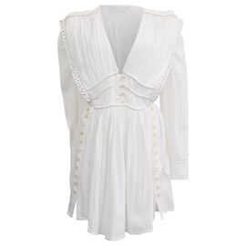 Abito Mini Yaxo Isabel Marant in Cotone Bianco Bianco