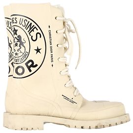 Dior DiorCamp Schnürstiefeletten aus cremefarbenem Gummi Weiß Roh