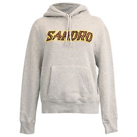 Sandro Logo Hoodie aus grauer Baumwolle Grau