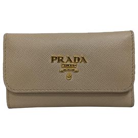 Prada Keyholder in Beige Saffiano Leather  Beige