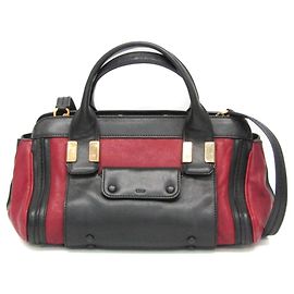 Chloé Alice Women's Leather Handbag,Shoulder Bag Black,Bordeaux Black