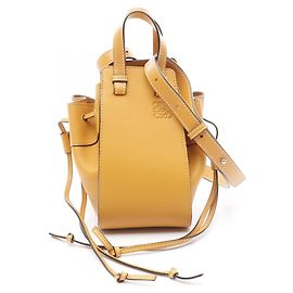 LOEWE Hammock Drawstring Bag Mini Handbag Leather Women's Yellow Yellow