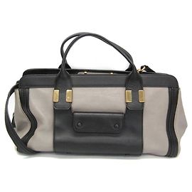 Chloé Alice Women's Leather Handbag,Shoulder Bag Black,Gray Black