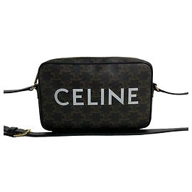 Céline CELINE Triomphe Messenger Bag, Medium, Genuine Leather, Shoulder Brown, Brown