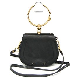 Bolsa de ombro de couro preto Chloé Nile para mulheres Preto