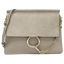 Borsa a spalla in pelle e suede Chloé Faye Medium per donna grigia Marrone