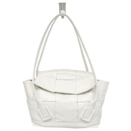 Bottega Veneta Mini The Arco Damen Lederhandtasche, Schultertasche Weiß Weiß