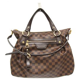 Louis Vuitton Damier Evora MM Women's Handbag,Shoulder Bag Ebene Brown