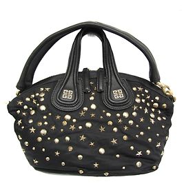 Givenchy Nightingale Star Studs Women's Leather,Nylon Handbag,Shoulder Bag Black Black