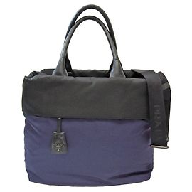 Prada TESSUTO DOUBLE Borsa in pelle e nylon per donne e uomini, Borsa a spalla Nera, Blu Navy Nero