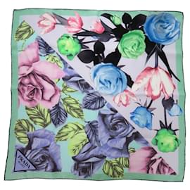 Cachecol de seda estampada floral multicolor PRADA Multicor