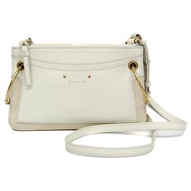 Bolsa de ombro de couro e camurça Chloé Roy para mulheres branca Branco