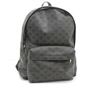 Céline CELINE Backpack Triomphe Canvas Black Brown Rucksack Men's Black