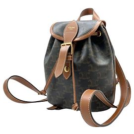 Céline CELINE Triomphe Mini Falco Backpack Coated Canvas Tan Brown Women's Brown
