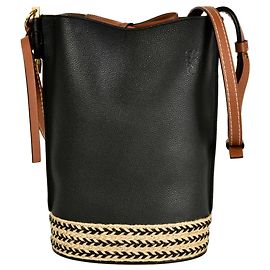Borsa a spalla a secchiello in pelle nera LOEWE Gate Nero