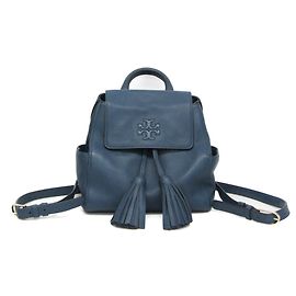 Tory Burch Fringe -- Women's Leather Backpack Blue Blue