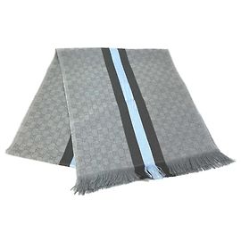 Sciarpa con frange Gucci Grigio x blu x nero Marrone
