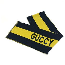 Sciarpa Gucci con frange a righe bicolor Nera x Gialla Nero