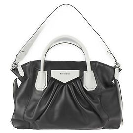 GIVENCHY Givenchy Antigona soft medium handbag leather black white silver metal fittings shoulder bag tote Black