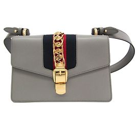 Borsa a spalla in pelle da donna Gucci Sylvie grigia Marrone