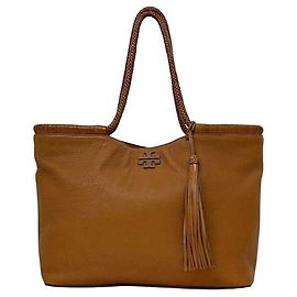 Borsa Tote Tory Burch in pelle marrone - TORY BURCH Frangia Grande Doppia Camello per Uomini e Donne Marrone