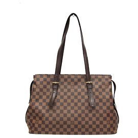 Borsa a spalla Chelsea Damier Louis Vuitton da donna marrone, Ebano Marrone