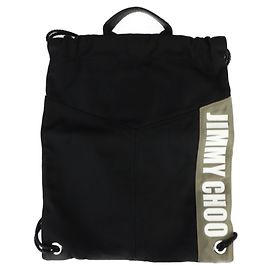 JIMMY CHOO MARLON Backpack/Daypack - Nylon canvas x leather black backpack tote bag Black