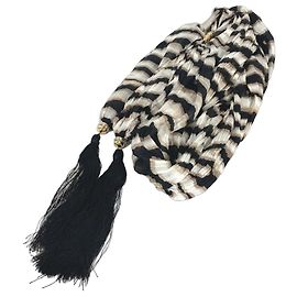 Sciarpa con frange e nappine LOUIS VUITTON con strass, stole in seta, donna, marrone Marrone