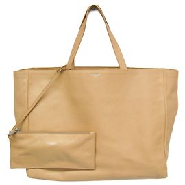 Saint Laurent Damen Leder Tote Bag Beige Braun