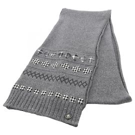 Chanel Sciarpa in cashmere per donne, grigio, nero e bianco, Nero