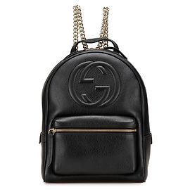 Gucci Soho Interlocking G Backpack Black Leather Women's GUCCI Black