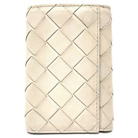 BOTTEGA VENETA Intrecciato Key Ring -Ring Case Leather Unisex White White