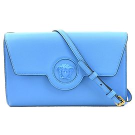 Borsa a spalla in pelle Medusa Versace blu da donna Blu
