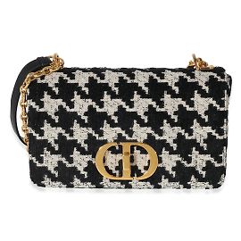 Christian Dior Caro Macro-Houndstooth Fabric Medium Noir