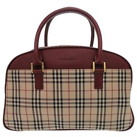 Bolsa Boston de couro/canva bege com estampa Nova Check BURBERRY Marrom