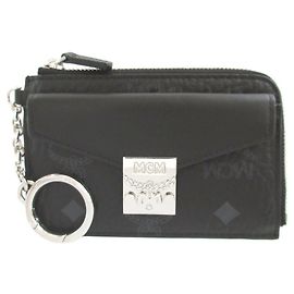 Like new MCM PVC Black Card Case Coin Fragment Black