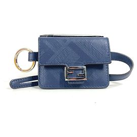 Portachiavi FENDI a forma di borsa a secchiello in pelle per uomo e donna - Blu navy Blu