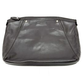 Borsa con logo BVLGARI Bulgari, seconda pochette in pelle, uomo, marrone Marrone