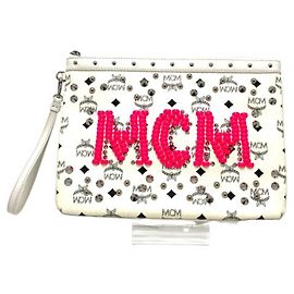 Bolso plano MCM Logogram Clutch Blanco Blanco
