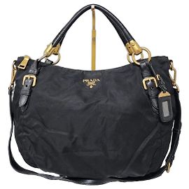 Bolsa de mão Prada em nylon com alça superior em jacquard preta Preto