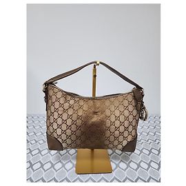 Bolsa Hobo em Lona GG Coração Bit Gucci Marrom Marrom
