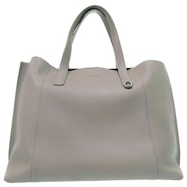 Tod's Leather Paper Bag, Large Capacity, Gray Leather, Brown