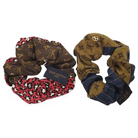 Scrunchie Be Mindful Monogram in Seta Marrone LOUIS VUITTON Blu